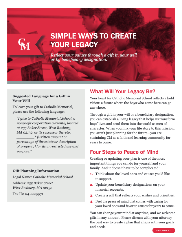 Support The Future of My Favorite Charity brochure cover